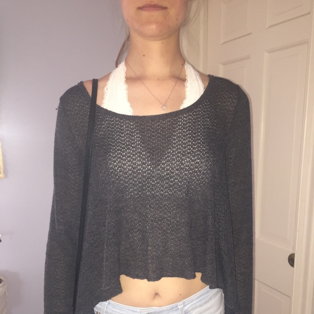 Abercrombie Grey Cropped Sweater